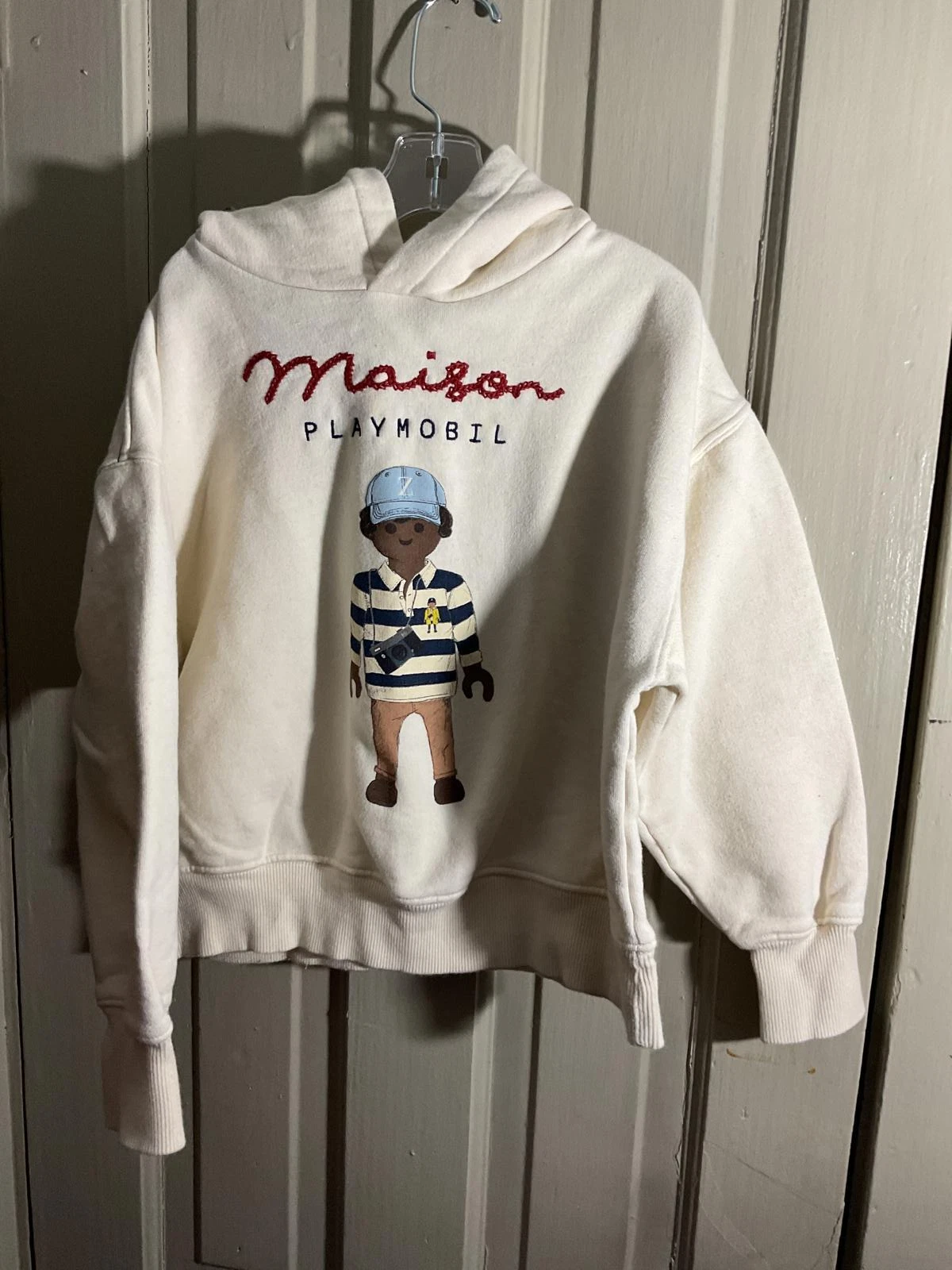 OFF WHITE Felpa con cappuccio grafica Zara Maison Playmobil elegante felpa panna taglia 9