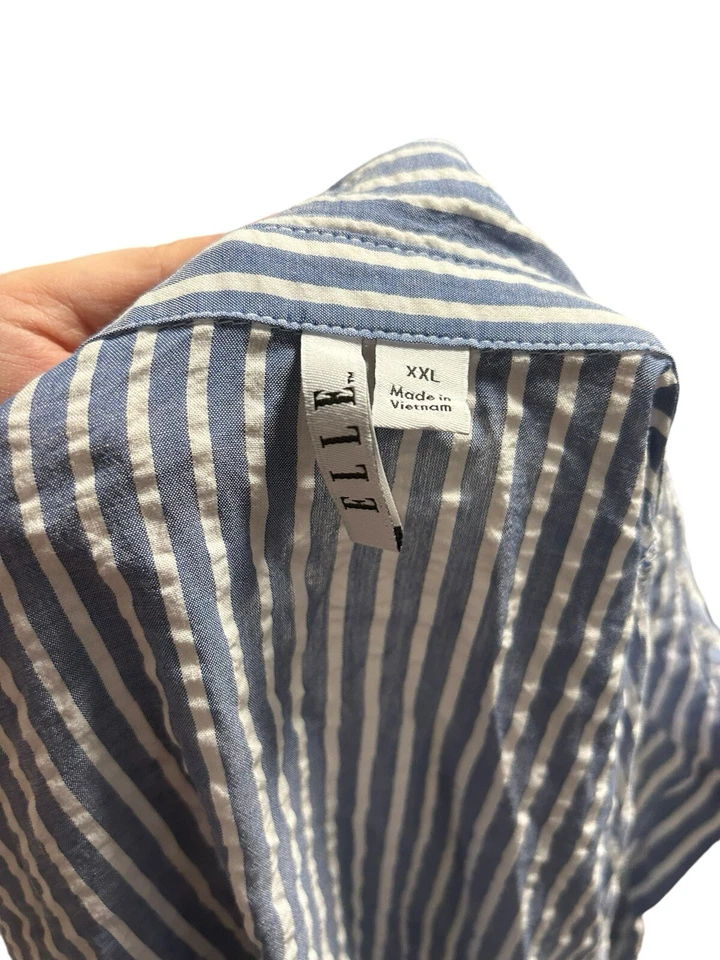 Elle Size 2X Blue Striped Sleeveless Tank With Tie - Image 3 of 4