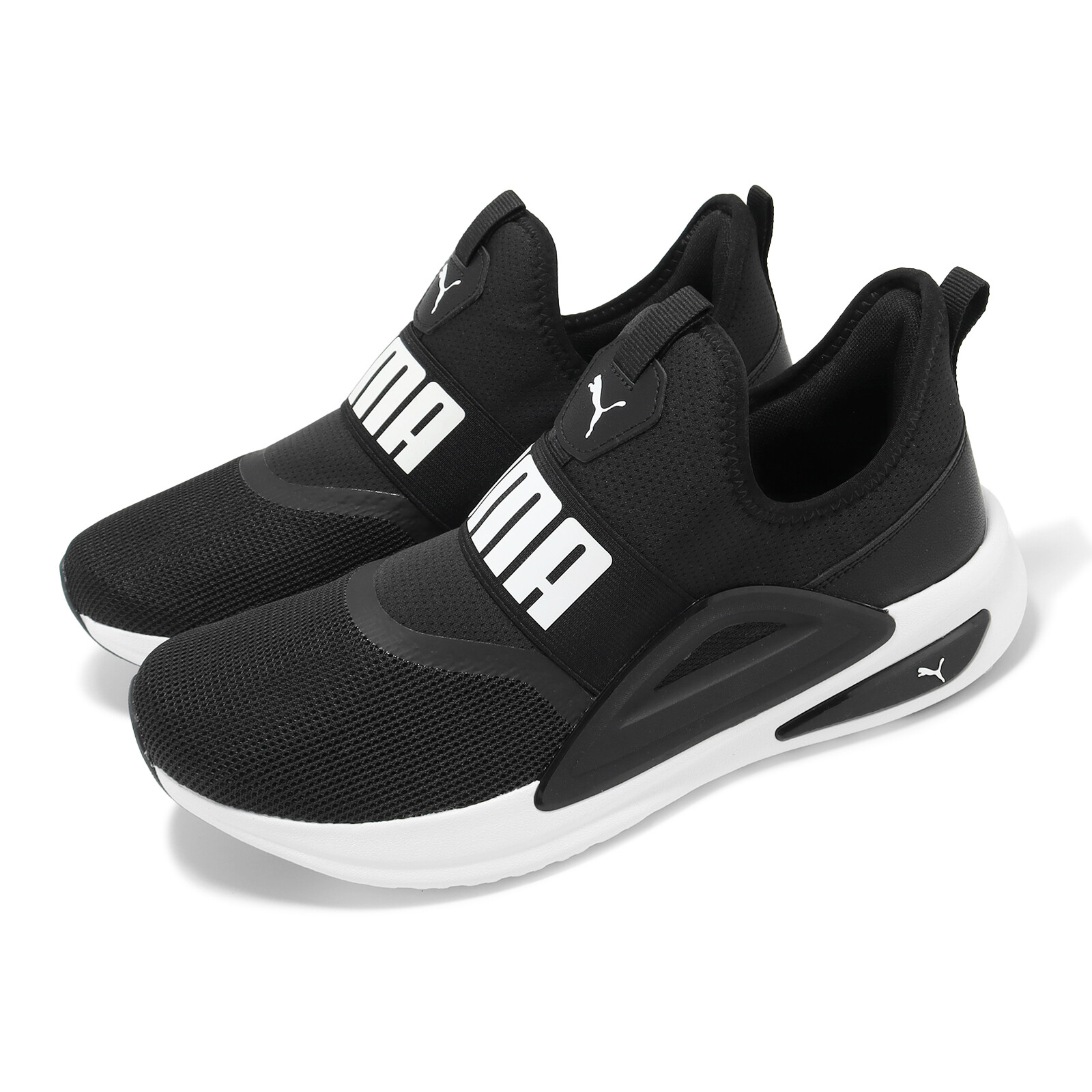 Мужские кроссовки для бега Puma Softride Enzo Evo без шнуровки черно-белые 377875-01