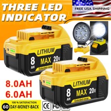 Pack For DeWalt 20V 20 Volt Max 8.0/6.0AH Lithium Battery DCB206 DCB200-2 DCB203