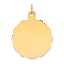 14k Yellow Gold .013 Gauge Engravable Scalloped Disc Charm Pendant Mother Gift