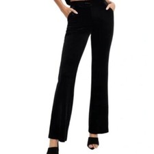 Good American Black Velvet High Waist Flared Women's Pants 1