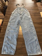 Vintage Made In USA Key Imperial Blue Denim Overalls Coveralls Bibs 40x30