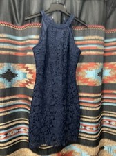 lulus halter dress navy blue size S Lace With Lining 30” Chest 33”L