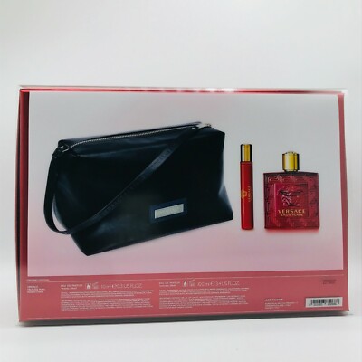 Versace Eros Flame 3pc Set Men Parfum Spray 3.3 oz Mini