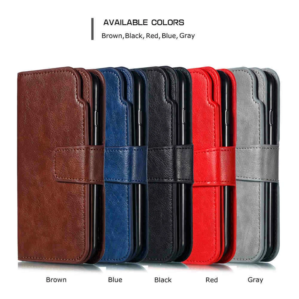 For Samsung S21 Plus S20 S10 S9 S8 Note 20 Wallet Card Holder Leather Case Cover - Image 2 of 4