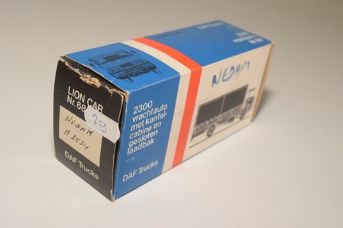 A5 1:50 21 LION CAR TOYS CAMION DAF AVEC REMORQUE BOITE VIDE D'ORIGINE