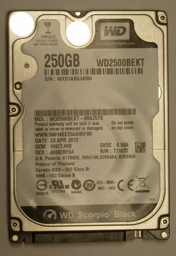 Western Digital WD2500BEKT 250 GB SATA II 7200 RPM 2,5 Zoll