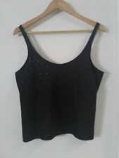 Marks  Spencer UK Women's Black Cami Rhinestone Top Size 14