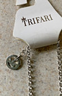VINTAGE TRIFARI CROWN SILVER TONE CHAIN WITH MINT GREEN PENDANT — photo 3