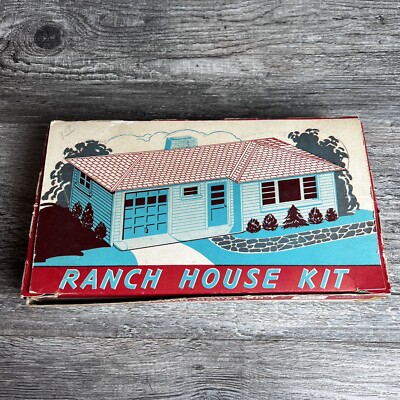 Vintage Plasticville Ranch House Kit Yellow Roof RH-1 Original Box