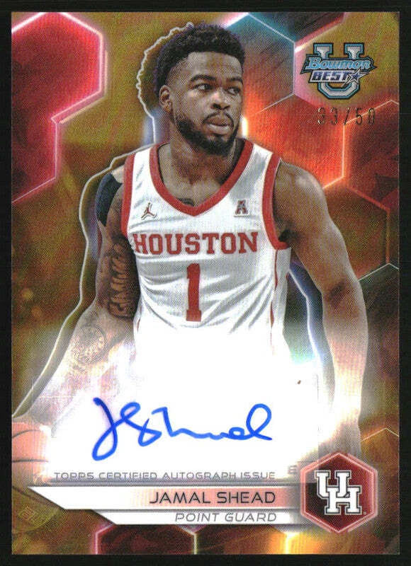 2023-24 Bowman's Best University Best of '23 Auto Gold Goemetric Jamal Shead /50