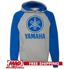 YAMAHA BLUE RAGLAN HOODIE Racing Motocross Hooded Sweatshirt Motox ATV OEM R1 R6