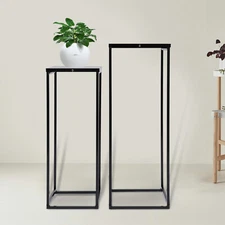 Set of 2 Metal Pedestal Plant Stand, Nesting Display End Table, High Pot Home