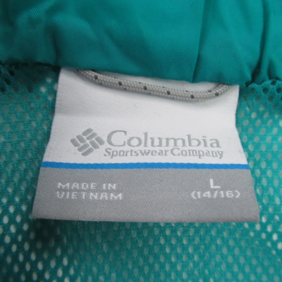 Chaqueta Columbia Niñas Grande Verde Manga Larga Cremallera Completa Ligera Exterior Capucha Foto 3 de 4