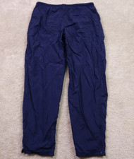 Nike Vintage Track Pants Mens Large 90s White Label Solid Blue Nylon Ankle Zip