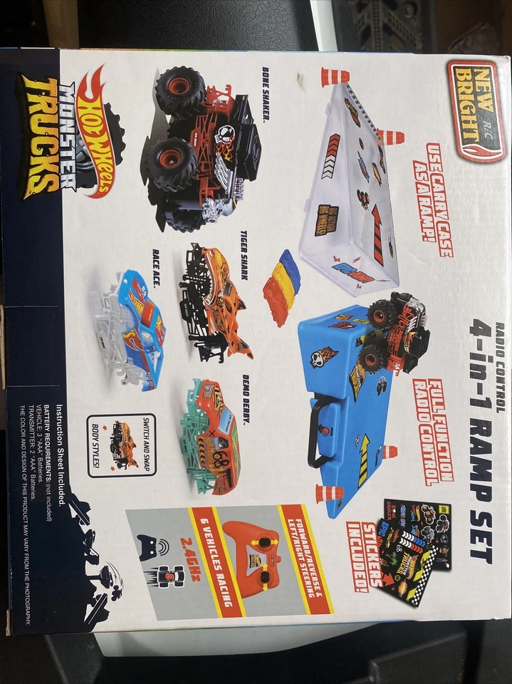 Hot Wheels Monster Trucks Radio Control RC 4 in 1 Ramp Set 1:43 Scale NEW NIB - Image 2 of 4