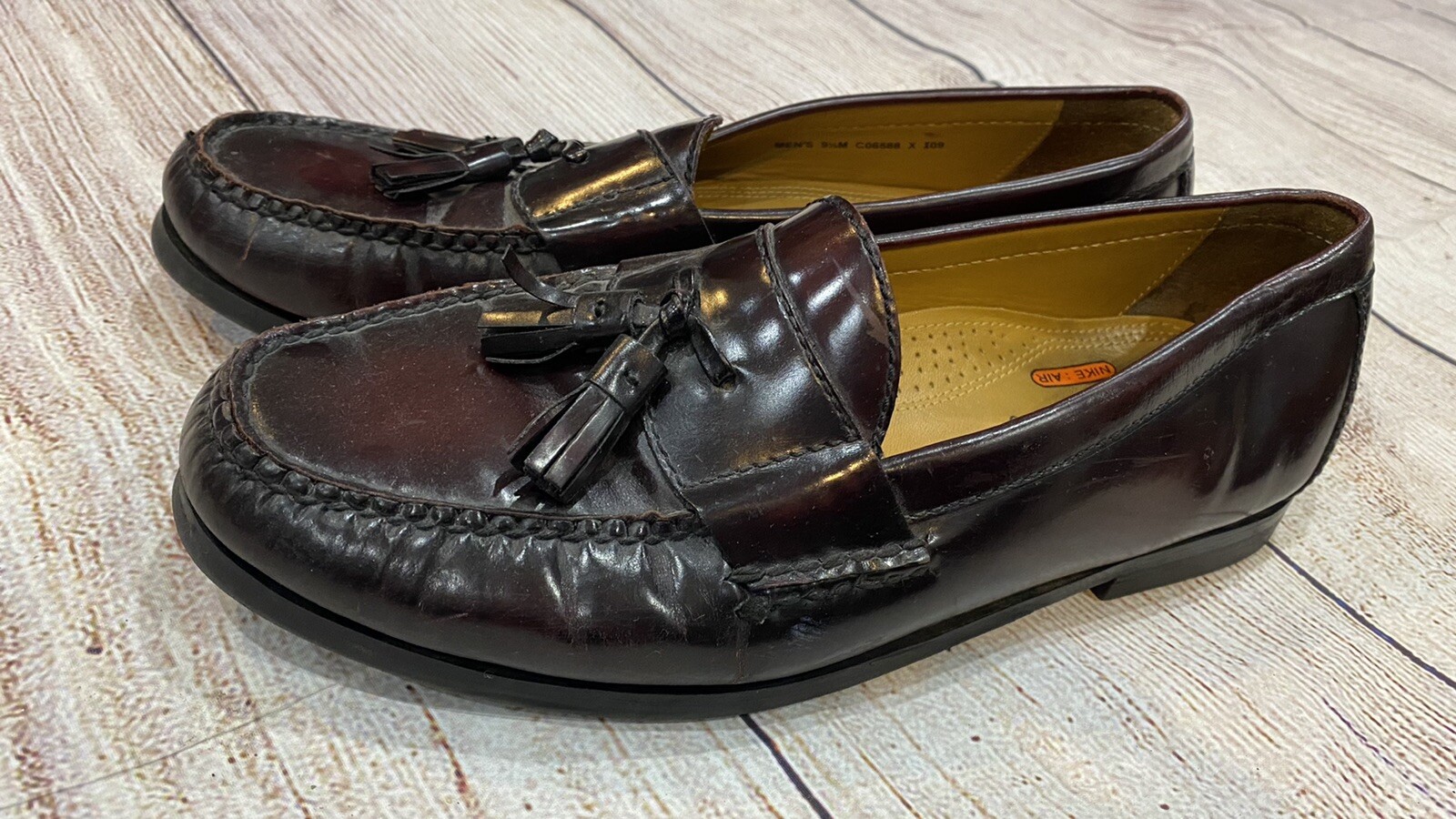 Scarpe mocassini COLE HAAN Nike Air lotto C06588 marroni casual slip on nappa 9 5 M