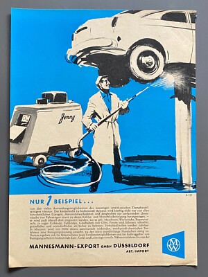 1956 Mannesmann Export Düsseldorf Oldtimer Werkstatt Hebebühne Vintage Werbung