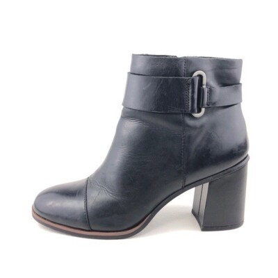 Korks by Kork-Ease Decola Black Leather Ankle Boots Womens Size 7.5 M Zip Buckle