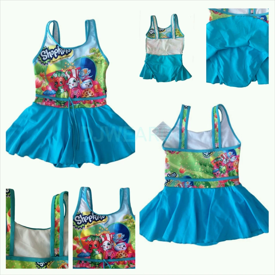 Kids Girl's Cartoon Print Shopkins Girls Swimsuit One piece Dress swimwear - Image 2 of 2