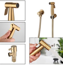 Brushed Gold Bathroom Hand Held Spray Single Handle Brass Wall Mounted Mixer Tap