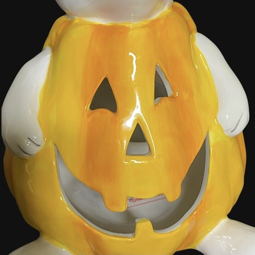 Blue Sky Goldminc Halloween Pumpkin White Mouse Tea Light Candle Holder New - Picture 3 of 7