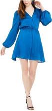 Leyden Womens Mini Surplice Mini Dress Blue M.