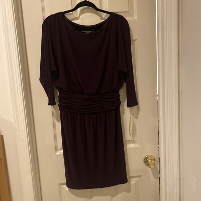 NWT Evan Picone Plum Wine Bold Beginnings Dress 3/4 Sleeve Pullover Stretch S 4
