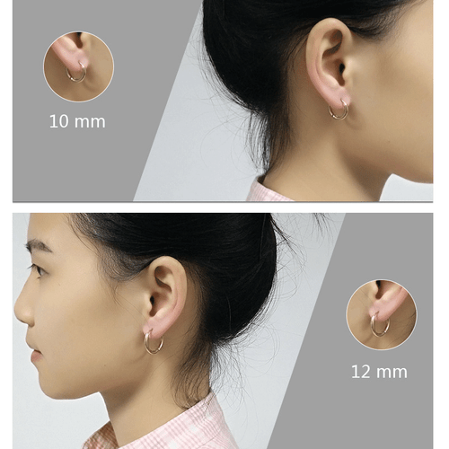 Mens womens Stainless Steel Hinged Hoop Nose Earring 3 Color 8,10,12,14,16mmPair - Picture 4 of 13