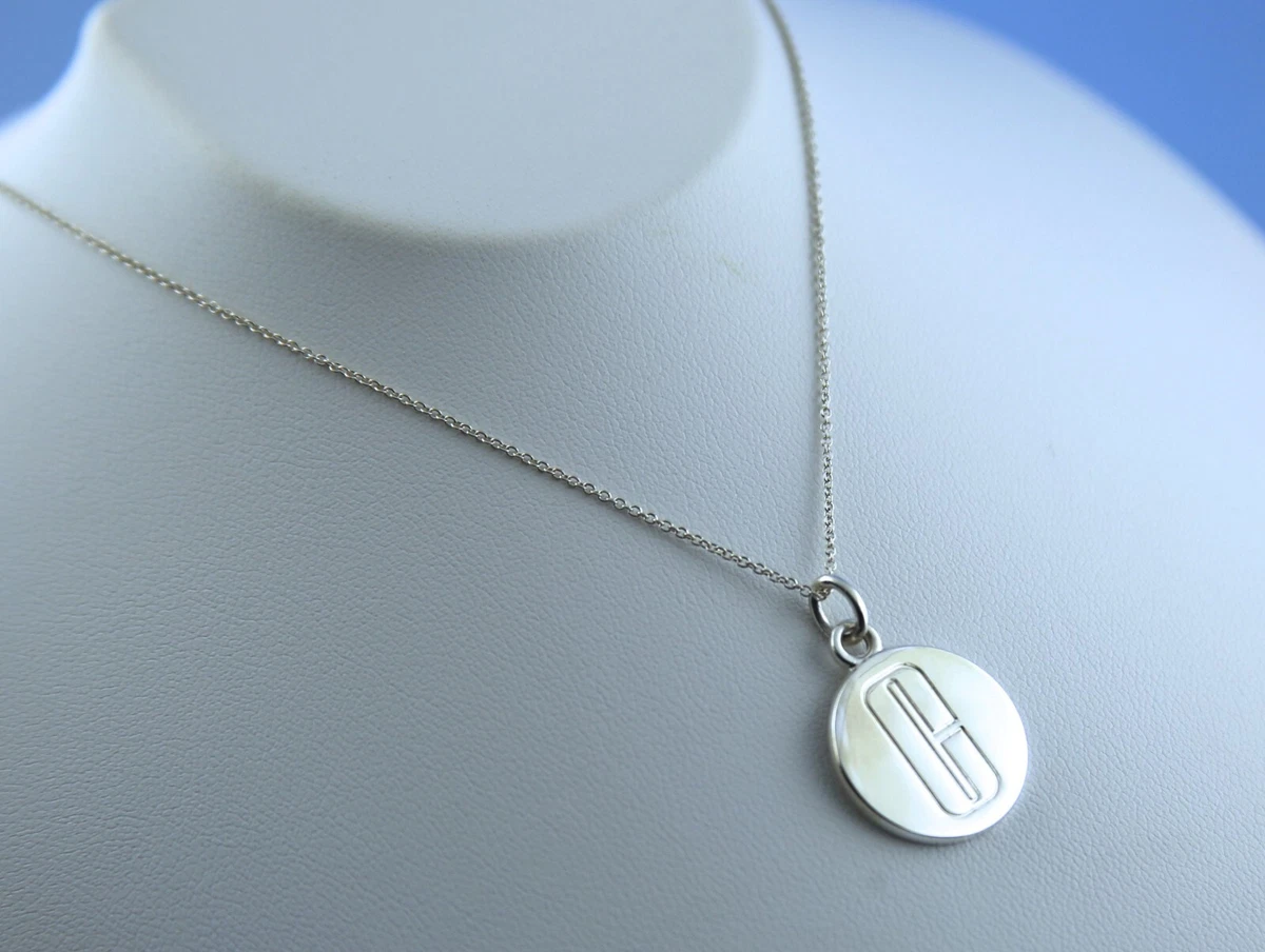 Tiffany Co. Clinique C Circle Pendant Necklace in Sterling Silver 925 Size 18