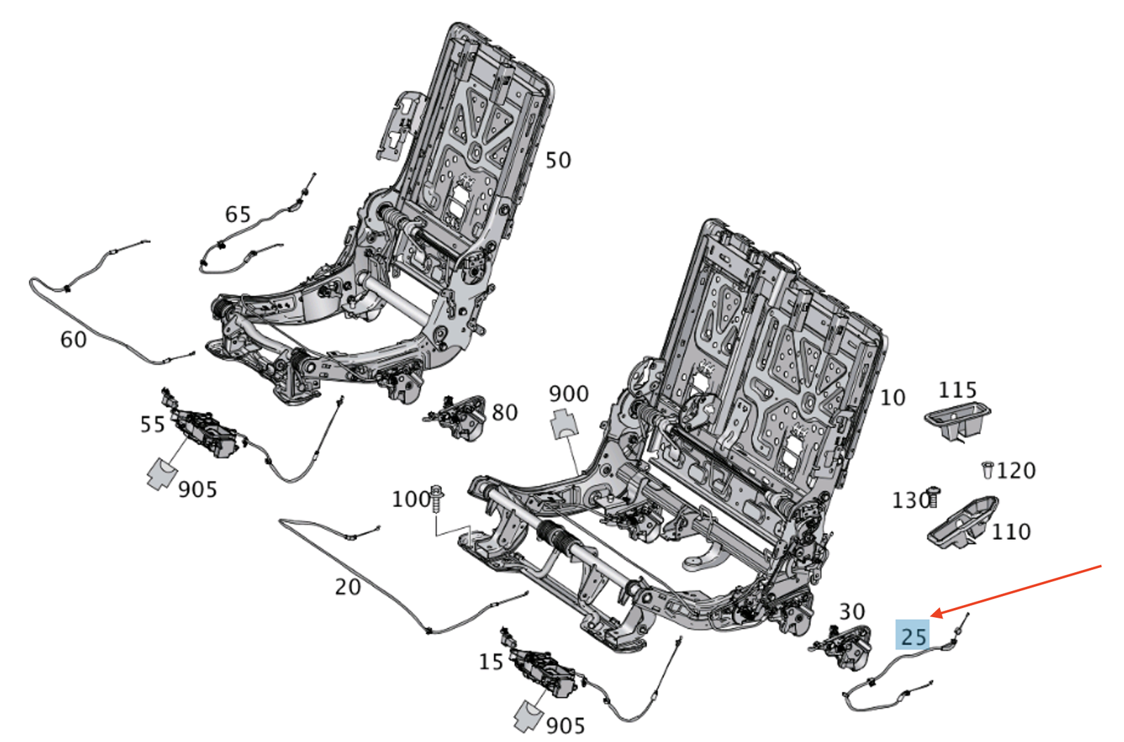 MERCEDES-BENZ GL X166 Sitzrahmenkabel hinten links A1669330202