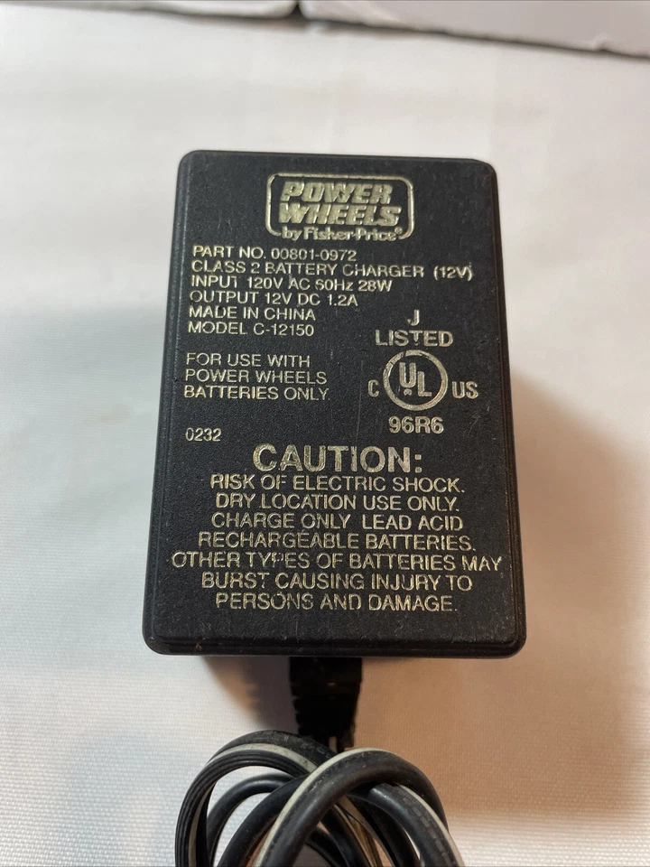 Cargador Adaptador Batería Fisher-Price Power Wheels 00801-0972 Clase 2 12V Foto 2 de 4