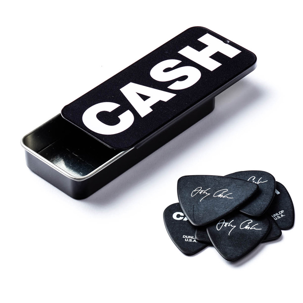 Dunlop JCPT04H Johnny Cash Guitar Pick Tin Bold Assorted Heavy (6-Pack)