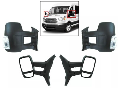 Fits 2015-2024 Ford Transit Front LH RH Door Side Mirrors W Signal Long Arm Set