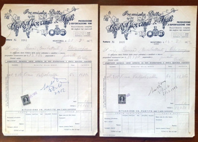 15575-VENETO, 2 INVOICES FROM MONTORSO ''DITTA CIELO GIOVANNI & FILS, ESPORT. VINI