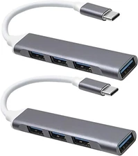 2pcs USB Type-C 4-Port Hub with Super Speed Data Transfer 5Gbps USB 3.0 PC Mac