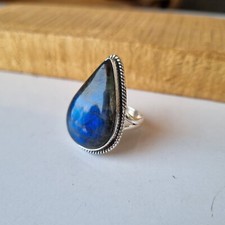 Unique Labradorite Gemstone Ring 925 Sterling Silver Gift For Beautiful Girls