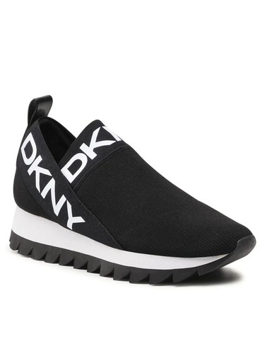 DKNY Ashton Slip On Trainers, Sneakers, In Black and Grey Knit Women’s - Picture 2 of 20