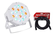 Rockville RockPAR50 WHT LED RGB Compact Par Can DJ/Club DMX Wash Light Cable