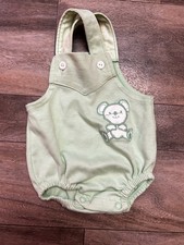 Vintage Carters Unisex Baby Summer Bubble Romper Green Bear Cub Size 6m Appliqu 