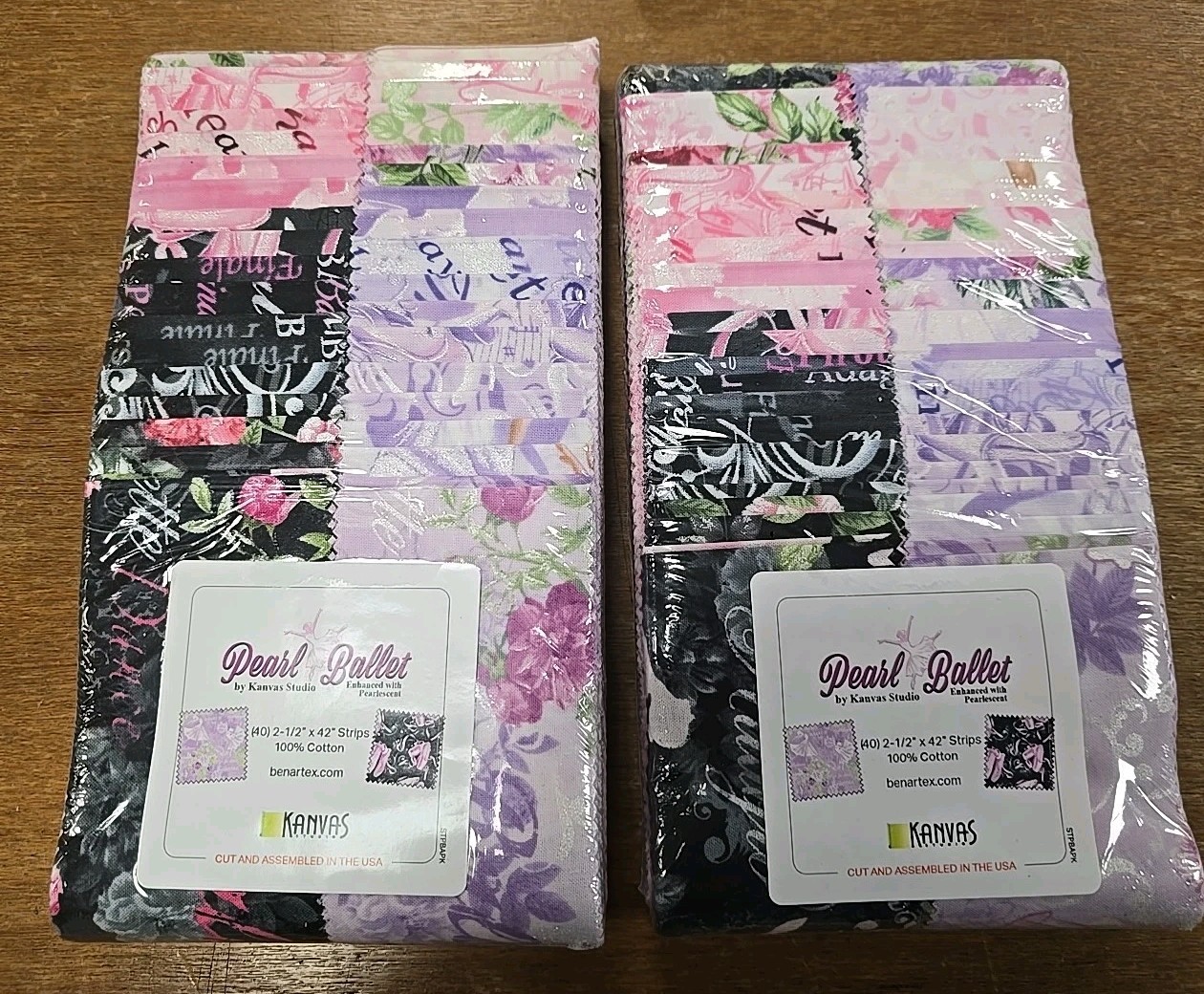 Benartex 2 X Pasteles a Tira de Ballet Perla (rollo de gelatina) Premium 100% Algodón 