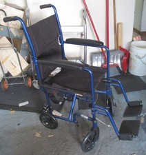 Drive Wheelchair Transport Chair 17" Seat Blue Frame ATC-17 BL Lightweight Folds