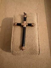 Antikes Kreuzanhänger aus Onyx, viktorianischen Zeitalter