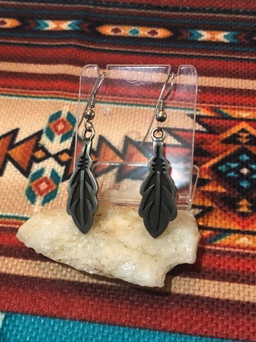 Sterling Silver Feather Earrings, Native American