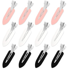 Hair Clip, 12 Pcs No Crease Hair Clips for Styling and Makeup 3 Colors ABS Res