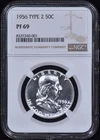 1956 Type 2 Proof Franklin Half Dollar 50c NGC PF69 - 100% White, CAMEO Reverse