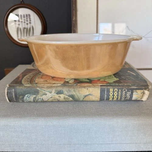 Vintage Fire King Peach Lusterware Oval Casserole Baking Dish 1.5 Quart