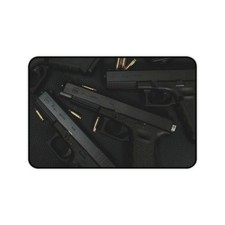 Tactical Handguns Desk Mat  Gun Ammo Desk Mat, Dark Weapon Shooter Mousepad