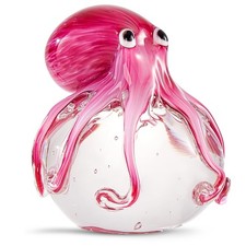 EUSTUMA Hand Blown Glass Octopus Figurine Ornament,Sea Animal Ornament for Fi...